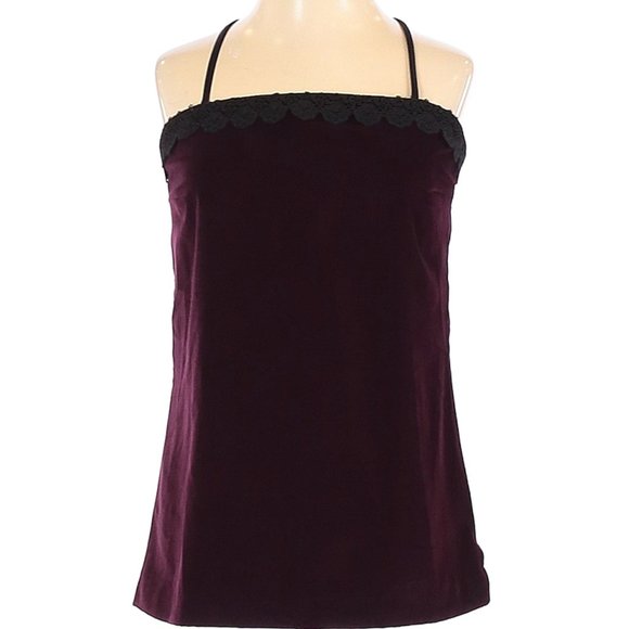 NWT RACIL Burgundy Velvet w/Black Lace Slip Top Size 34 (US 4) - Picture 1 of 4
